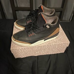 Jordan Black and Brown Sneakers with Orange Accents